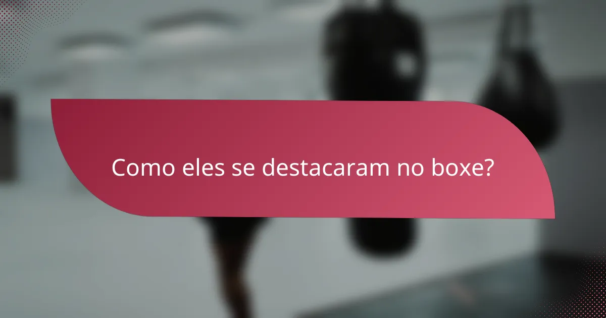 Como eles se destacaram no boxe?