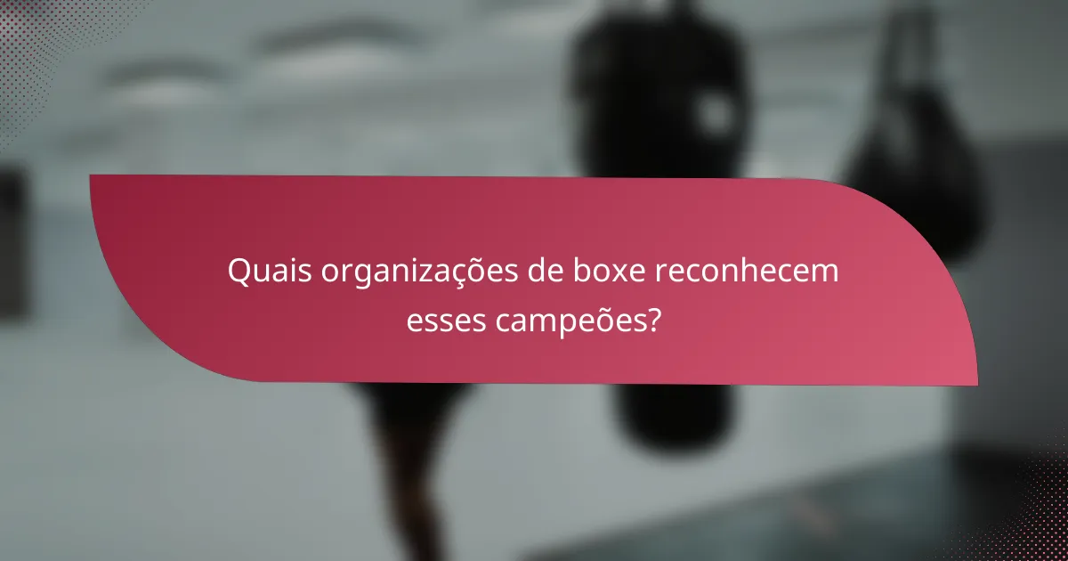 Quais organizações de boxe reconhecem esses campeões?