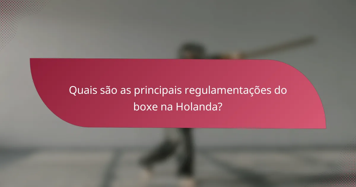 Quais são as principais regulamentações do boxe na Holanda?