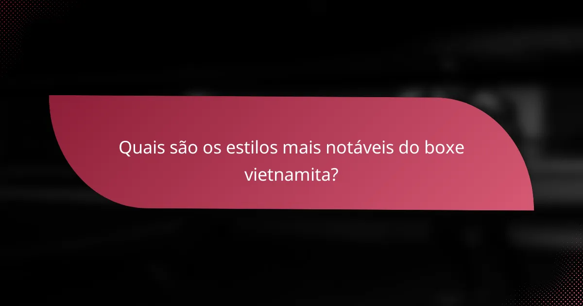 Quais são os estilos mais notáveis do boxe vietnamita?