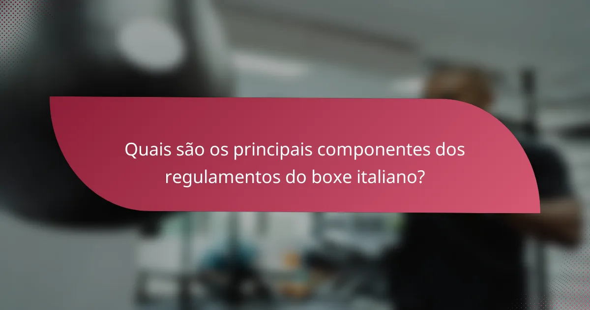 Quais são os principais componentes dos regulamentos do boxe italiano?