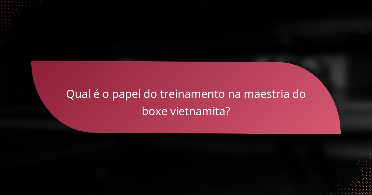 Qual é o papel do treinamento na maestria do boxe vietnamita?