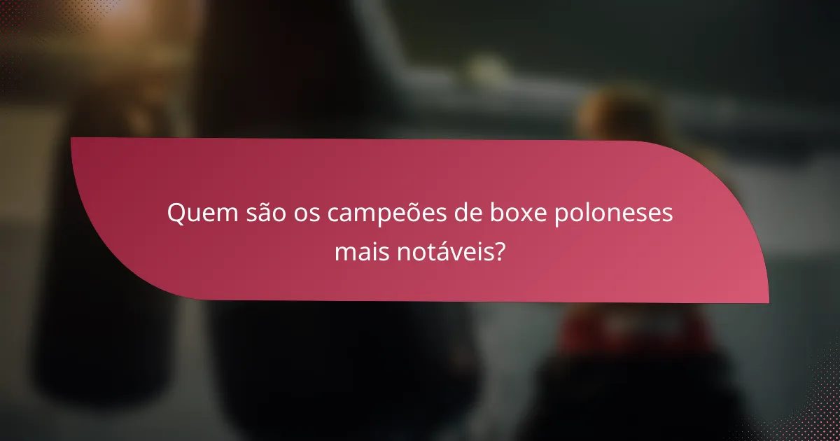 Quem são os campeões de boxe poloneses mais notáveis?