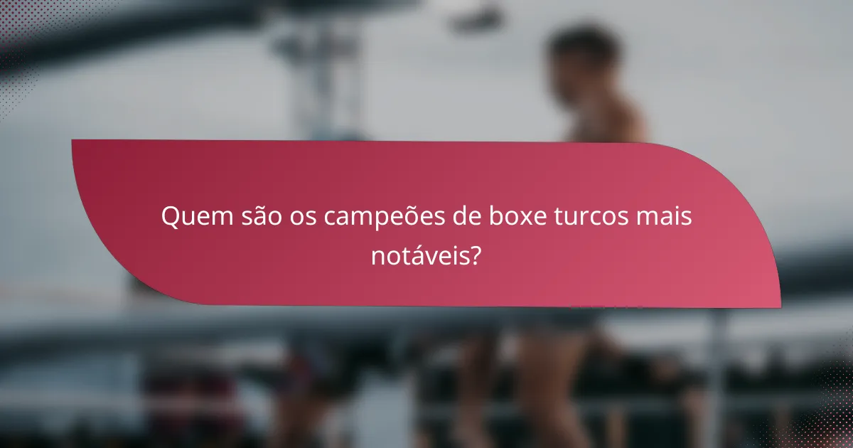 Quem são os campeões de boxe turcos mais notáveis?
